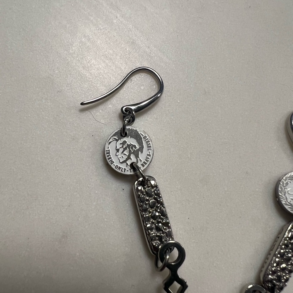 Diesel Silver Chain Crystal Earrings